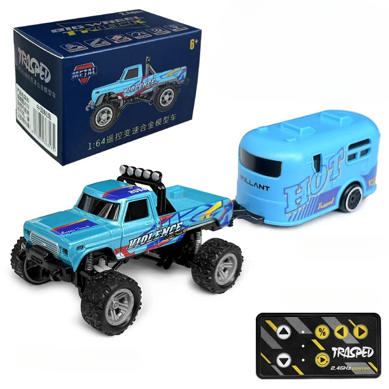 RC Off-road Monster Truck 1/64 Remote Control Mini Climbing Car Alloy Model 2.4G Remote Control Electric Toy Off-road Vehicle